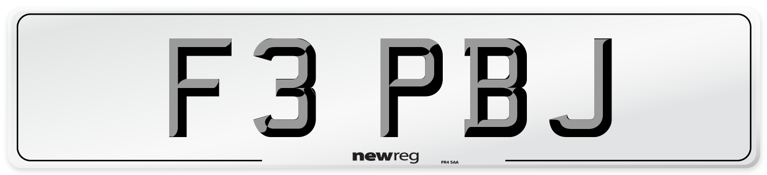 F3 PBJ Number Plate from New Reg